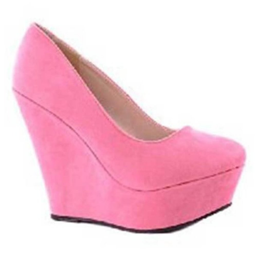 Beautiful Trendy Coral Suede Wedge shoe